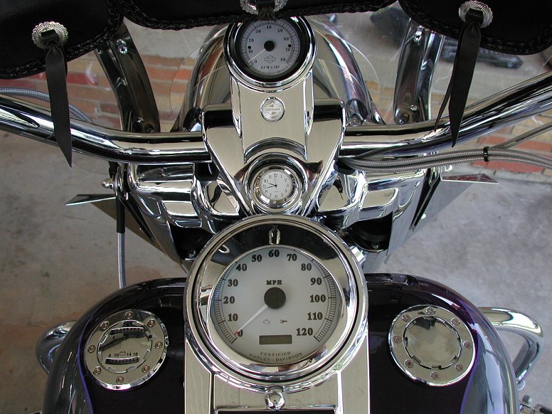 FORK LOCK CLOCK & CONSOLE THERMOMETER COMBO FOR HARLEY ROAD KING MOTORCYCLE 